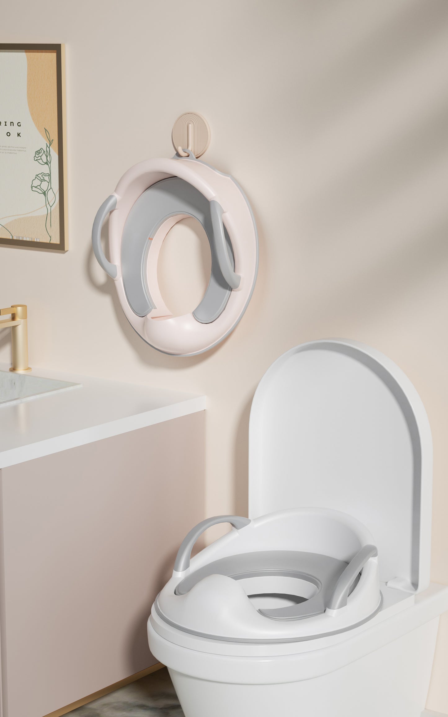 Bonbijou Learn-To-Go Potty Seat With Handle, Grey