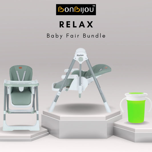 Bonbijou Relax High Chair With Swing Bundle (Baby Fair Deals)